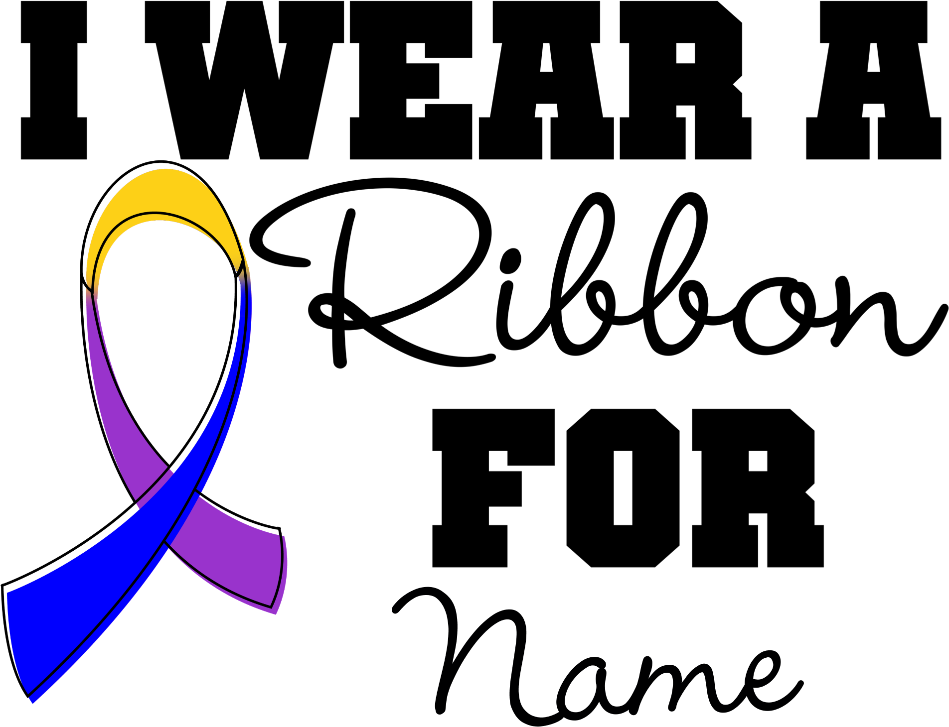 I Wear A Ribbon Personalized Name Bladder Cancer Shirts, - Calligraphy (2000x2000), Png Download
