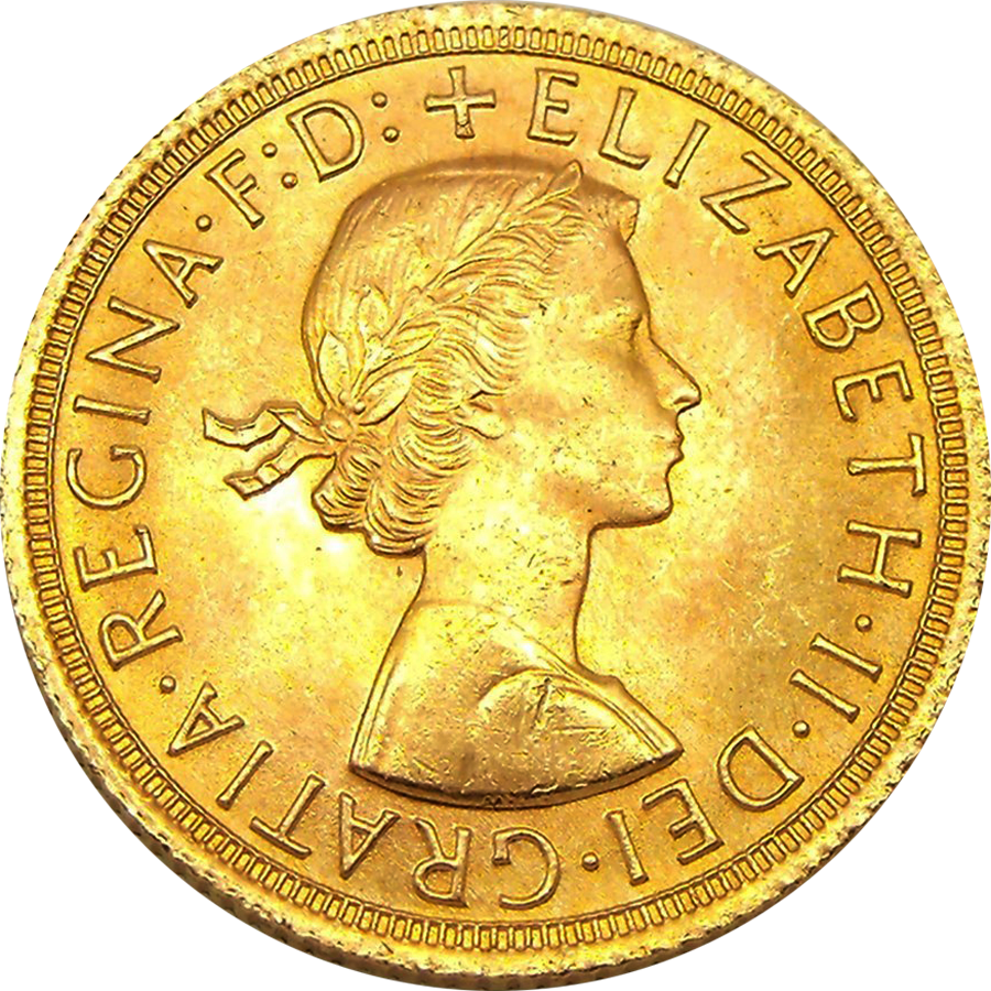 Pre-owned Elizabeth Ii First Portrait Full Sovereign - Coin (900x900), Png Download
