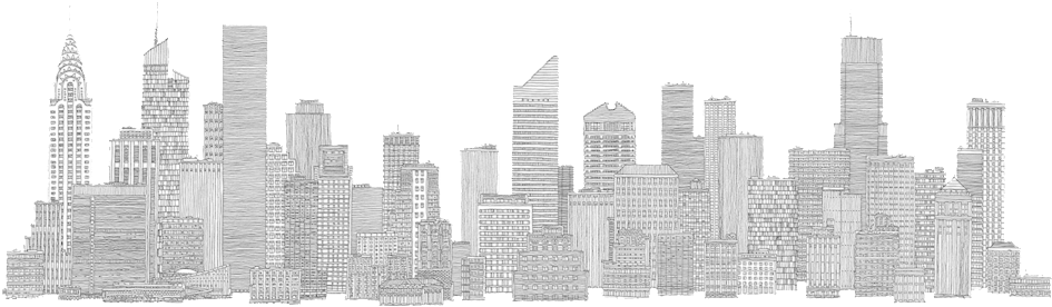 Nyc-outline - Drawings Skyline (1000x345), Png Download