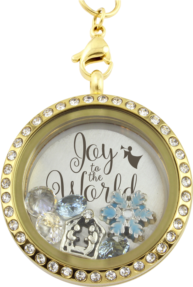 "joy To The World" Christmas Charm Necklace - Locket (1024x1024), Png Download