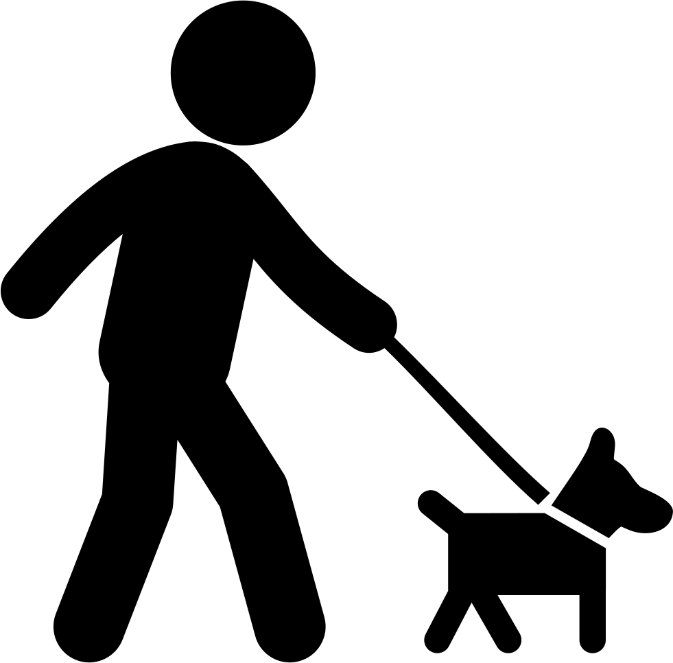 Walking With Dog Svg Icon Free - Cartello Cane Al Guinzaglio (981x966), Png Download