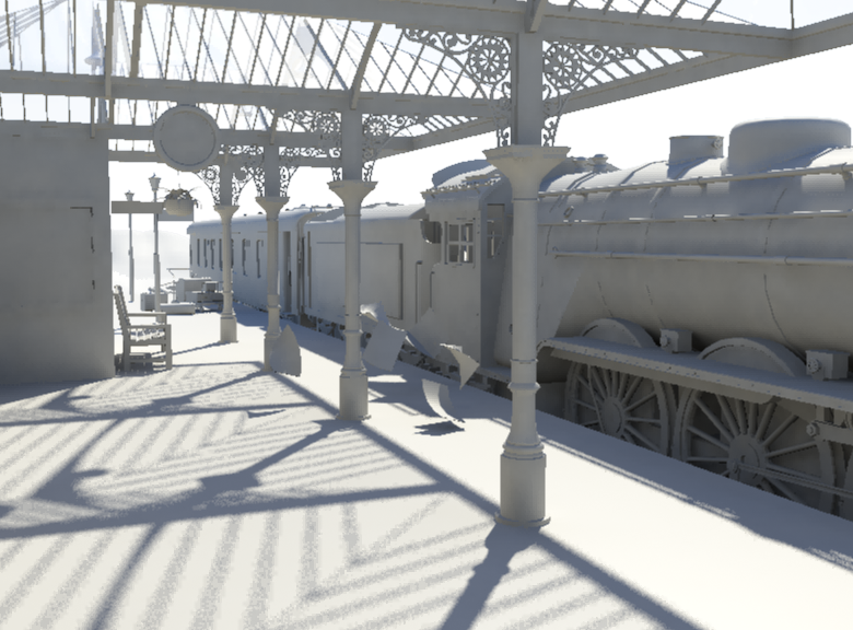 Old 1930's Train Station And Train - Train Station (780x576), Png Download