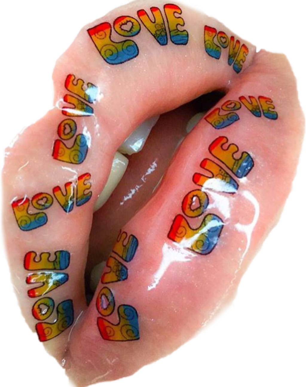 #rainbow #love #lips #png #lgbtlove #lgbtq - Love Png Aesthetic Moodboard (1024x1293), Png Download