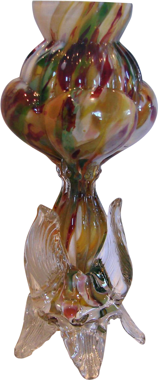 Bohemian Czech Small Spatter Glass Vase Applied Clear - Figurine (1221x1221), Png Download