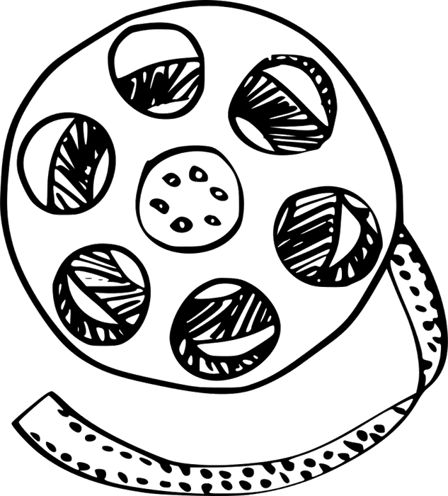 Film Reel Png Aesthetic - Film Reel Drawing Png (633x700), Png Download