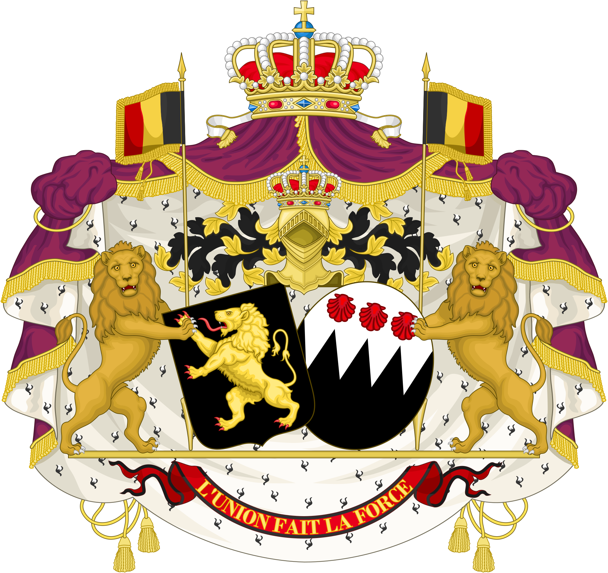 Open - Royal Coat Of Arms Belgium (2000x1885), Png Download