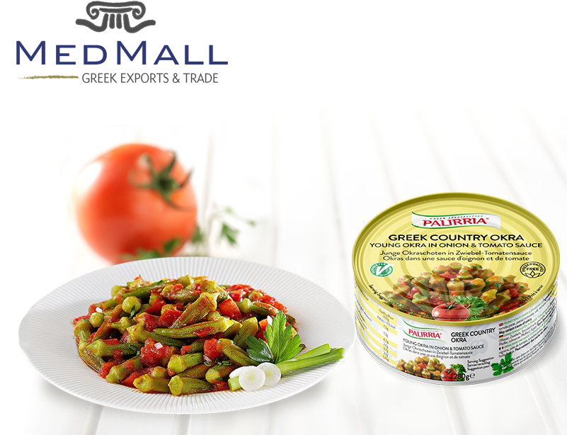Greek Country Young Okra In Onion & Tomato Sauce - Okras In Tomato Sauce (800x800), Png Download
