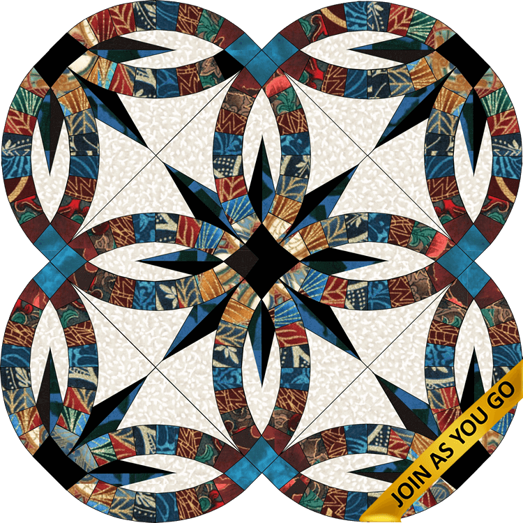 5" Hoops Render 10" Wedding Rings - Quilted Pillow Double Wedding Ring (750x750), Png Download