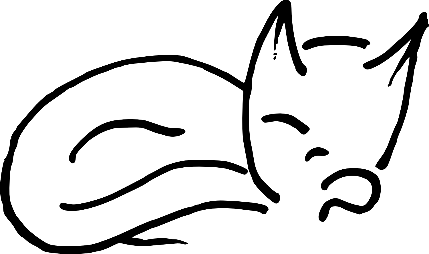 14 Simple Cute Cats Png Transparent Svg - Line Art (1500x888), Png Download