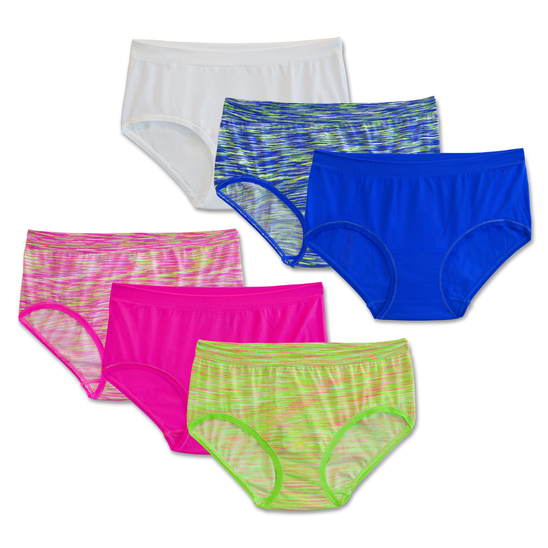 Girls' 6 Pack Seamless Brief Assorted - Girls Underwear Briefs Fruit Of The Loom (2232x2768), Png Download