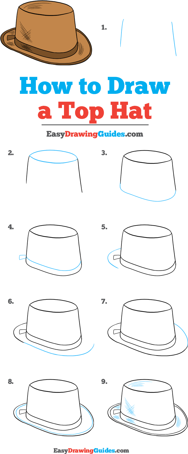 How To Draw Top Hat - Line Art (736x1655), Png Download