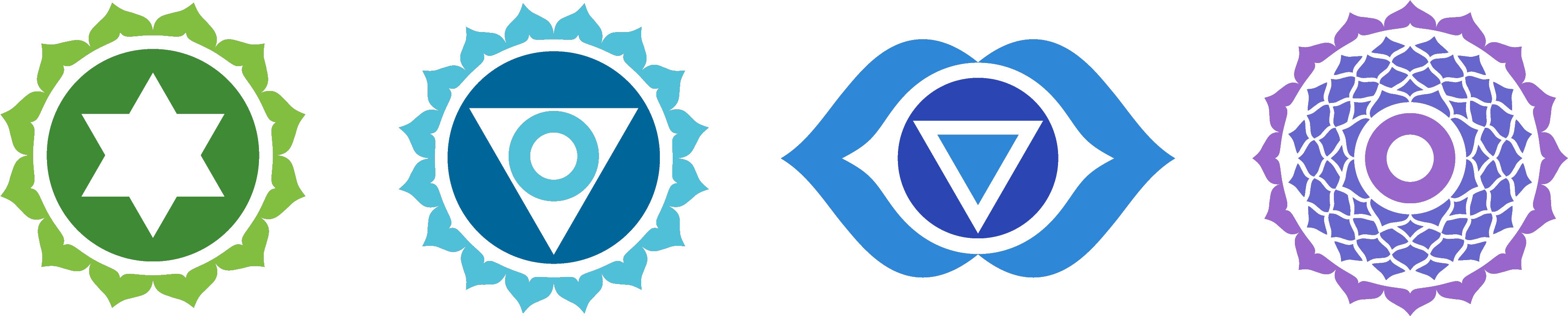 Upper Chakras - 7 Chakra Symbols Png (3587x870), Png Download