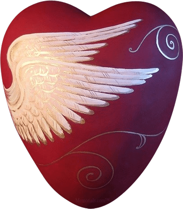 Angel Wings Ceramic Heart Urn 1551462112 - Heart (1000x1000), Png Download