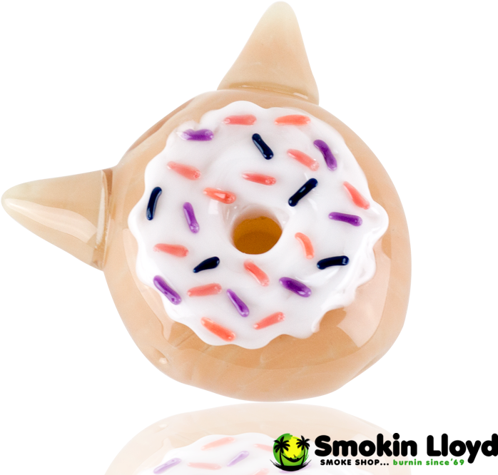 Glazed Donut Kitty Hand Pipe - Buttercream (800x800), Png Download
