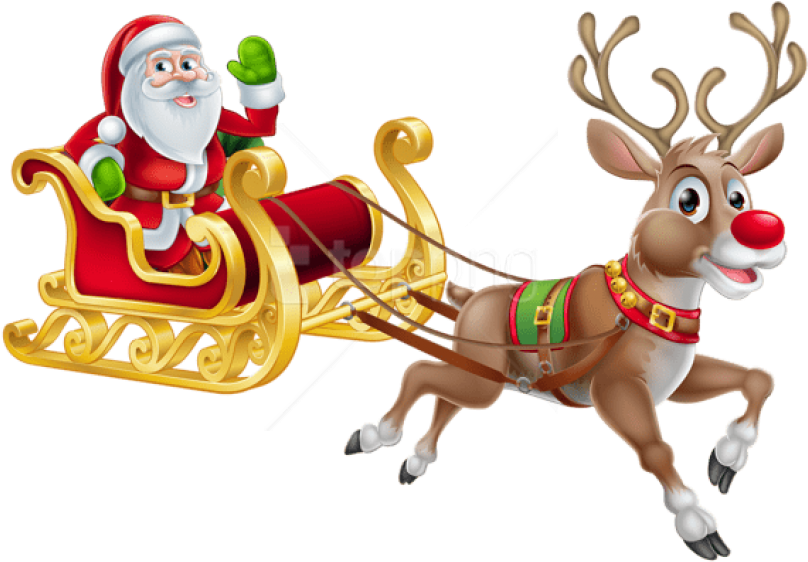 Free Png Transparent Christmas Santa And Sledge Png - Trineo De Navidad Png (850x594), Png Download