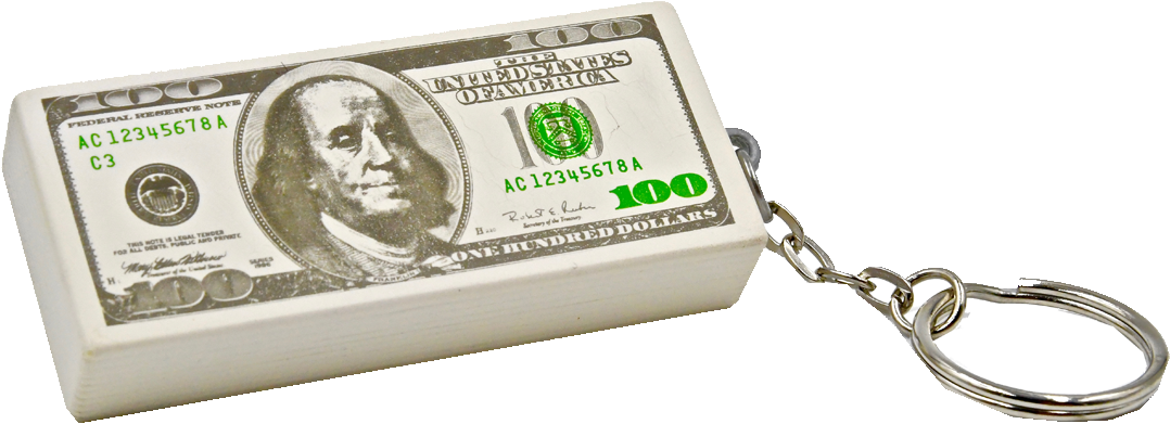 Mkc-044 Hundred Dollar Keychain - 100 Us Dollar (1108x504), Png Download