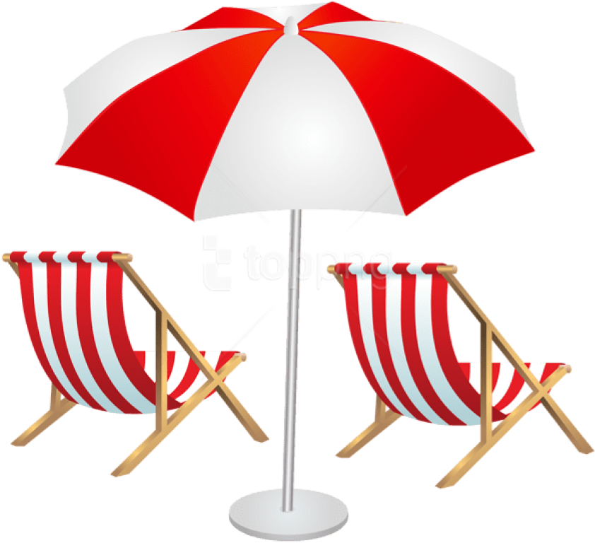 Free Png Download Beach Chairs And Umbrella Clipart - Beach Chair With Umbrella Clipart (850x774), Png Download
