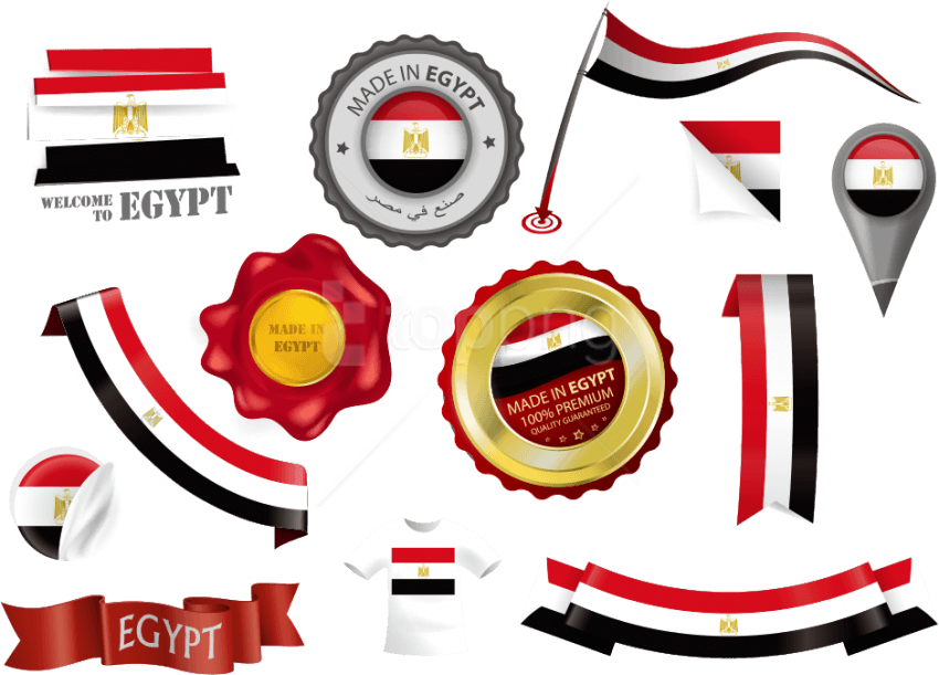 Free Png Download Egyptian Flag And National Emblem - شعار علم مصر (850x611), Png Download
