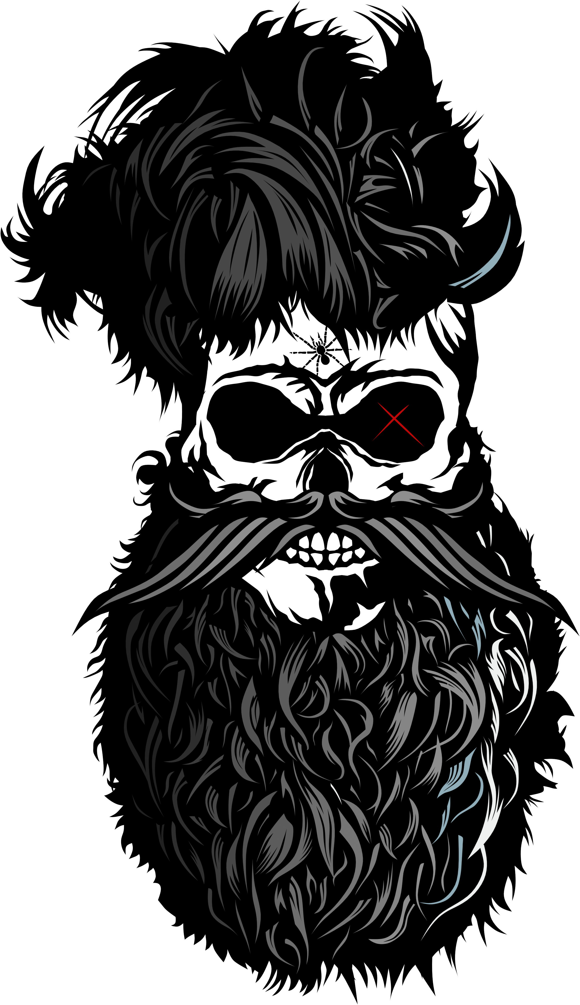 Beard Drawing Skull - Tete De Mort Barbu (2368x3928), Png Download