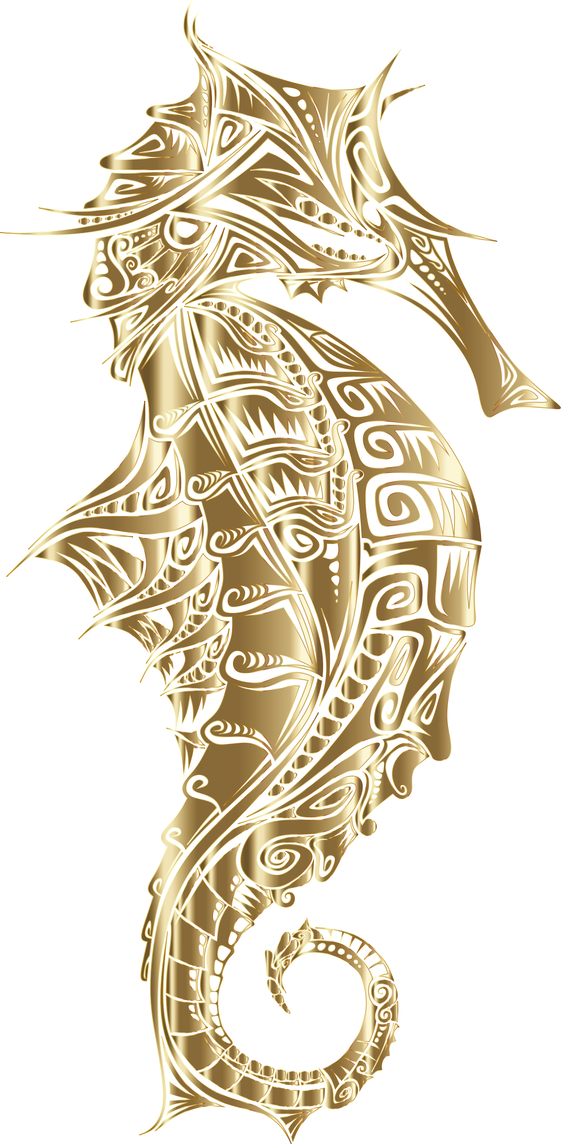 Big Image - Gold Seahorse Png (1151x2346), Png Download