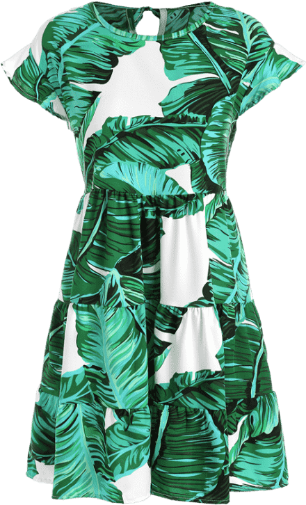 Grayish Turquoise Fall And Summer No Plant Ruffles - Day Dress (558x744), Png Download