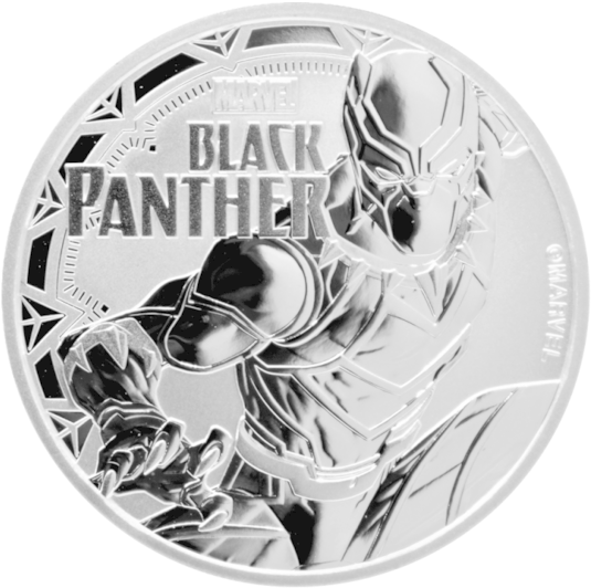 1 Oz Marvel's Black Panther Silver Coin - Moneta Z Czarną Panterą (570x570), Png Download