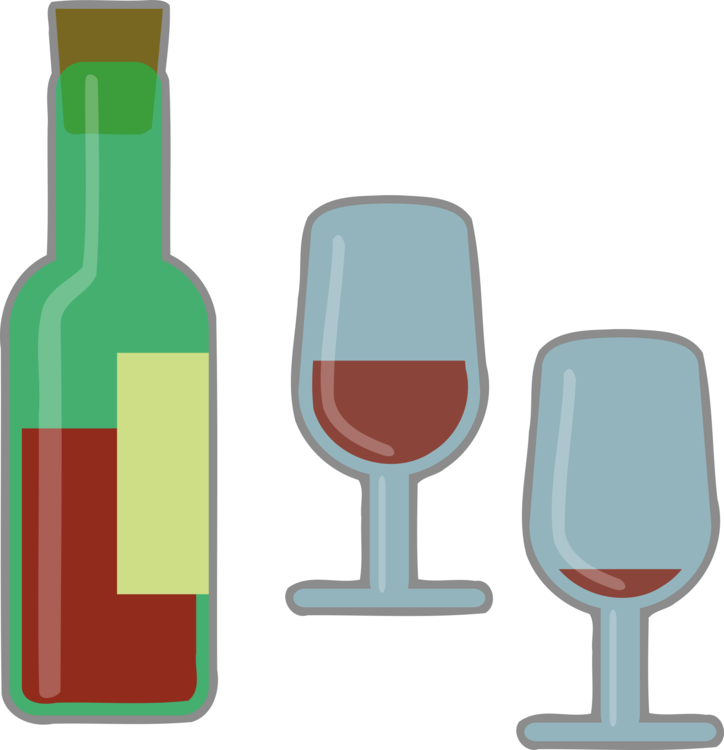 Wine Glass Red Wine Alcoholic Drink - Glass Bottle (724x750), Png Download