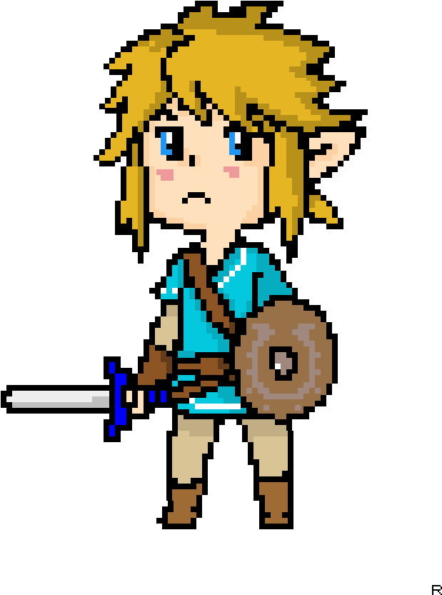Botw Link In The Champion Tunic - Pixel Zelda Guardian Gif (640x900), Png Download