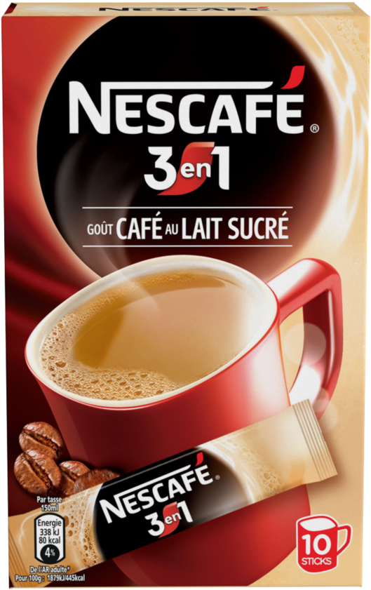 Café Nescafé 3 En 1 Sticks 180 Gr - Nescafe 3 En 1 (1000x1000), Png Download