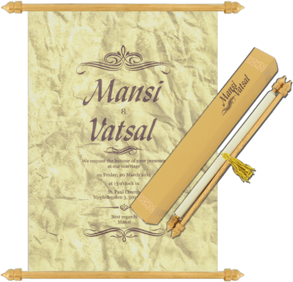 Buy Scroll Wedding Invitation Cards Sc 6060 Online - Banner (700x569), Png Download