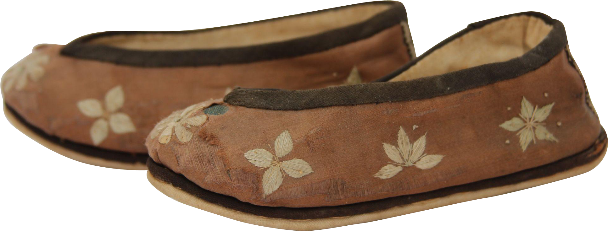 Antique Silk & Embroided Chinese Bound Shoe Slippers - Ballet Flat (1932x1932), Png Download