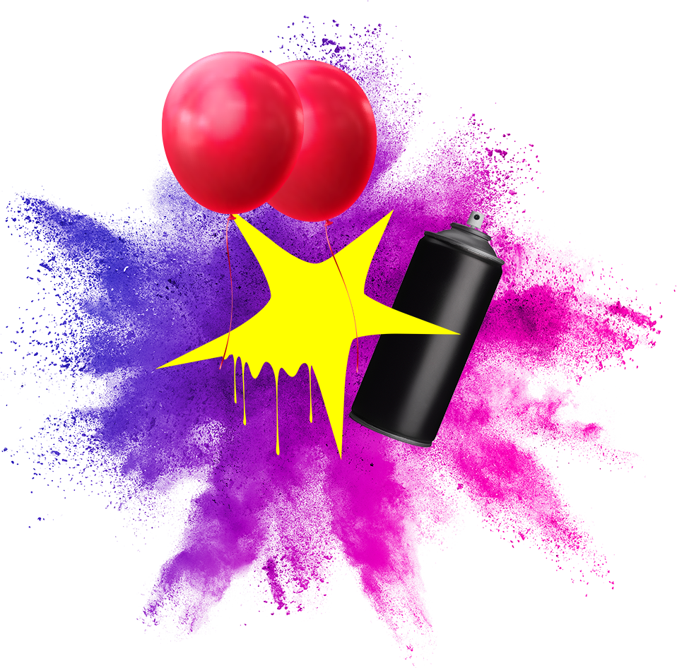 Graffiti Stars Parties Main - Explosion Rosado Y Morado (958x946), Png Download