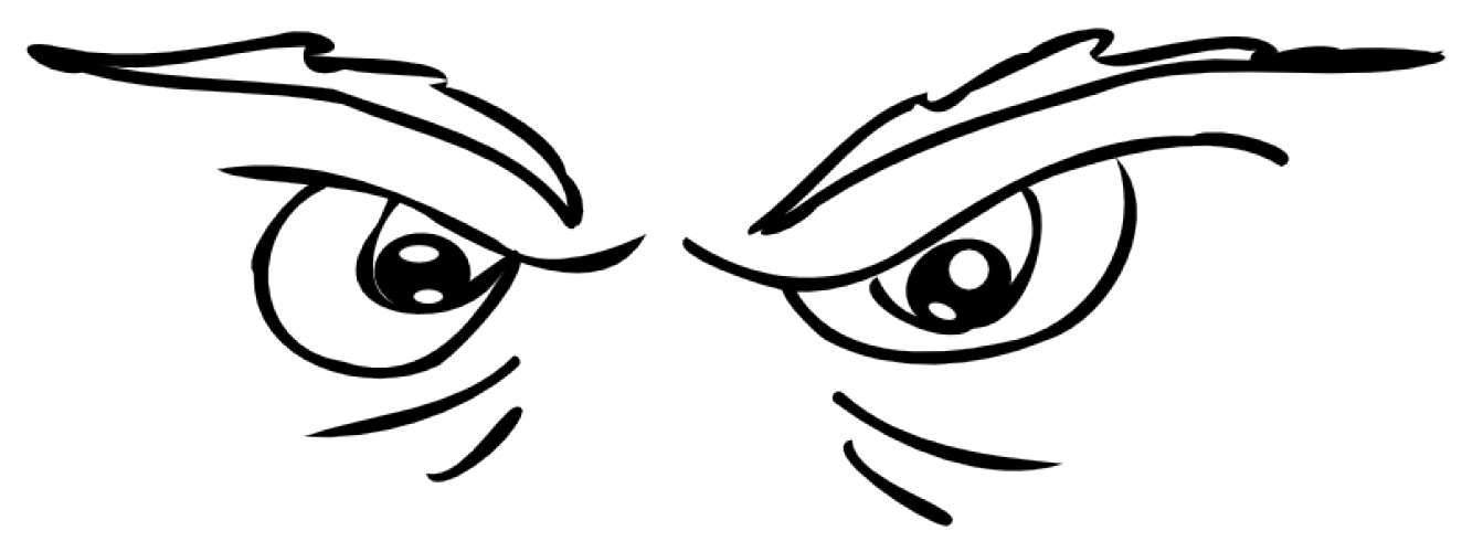 Scary Eyes Vector Drawing - Angry Eyes Clipart Transparent (1324x500), Png Download