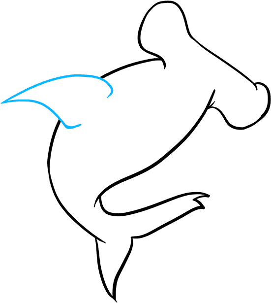 How To Draw Hammerhead Shark Clipart , Png Download - Line Art (551x615), Png Download