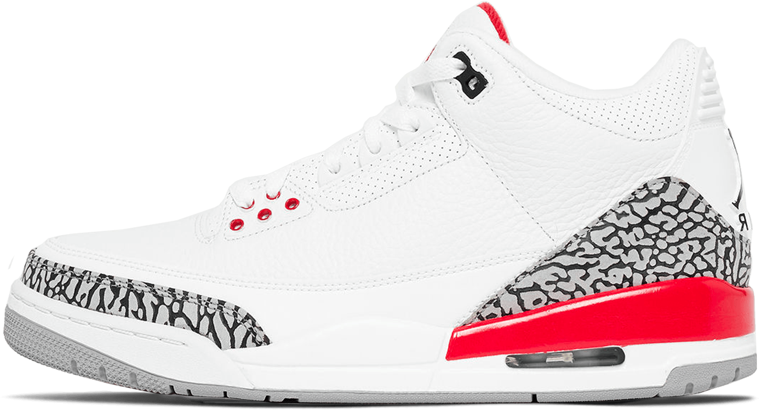 3 Retro White / Fire Red / Cement Grey - Walking Shoe (2000x2000), Png Download