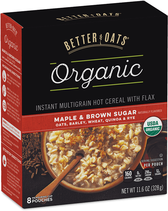 Better Oats Organic Maple & Brown Sugar Instant Oatmeal - Bare Oatmeal (760x1019), Png Download