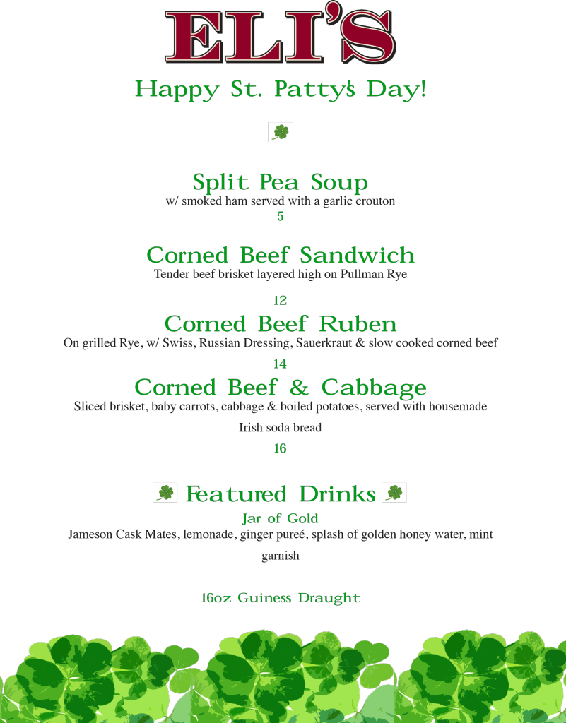 St Pats Menu - St Pats Day Menu (801x1024), Png Download