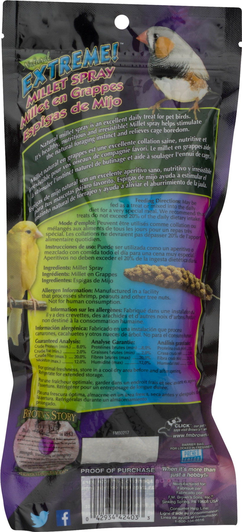 Brown's Extreme Millet Spray Bird Treat, 1 Count - Seahorse (1800x1800), Png Download