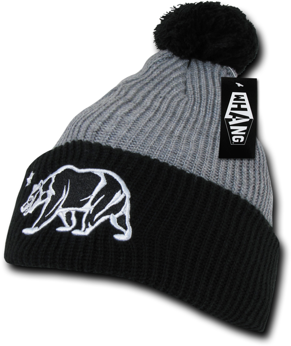 Whang California Republic Cali Bear Cuff Pom Rasta - Beanie (700x700), Png Download