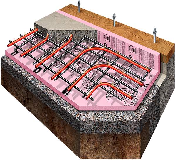 Below-grade Under Slab With Radiant Heating Foamular® - Wood (636x636), Png Download