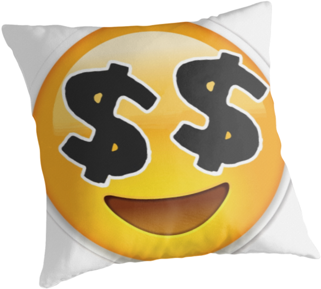 "money Eyes Emoji" Throw Pillows Leofab2802 Redbubble - Cushion (875x875), Png Download