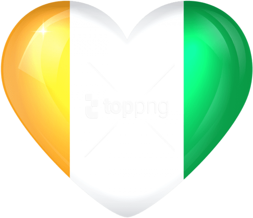 Free Png Download Cote D'ivoire Large Heart Flag Clipart - Heart (850x726), Png Download