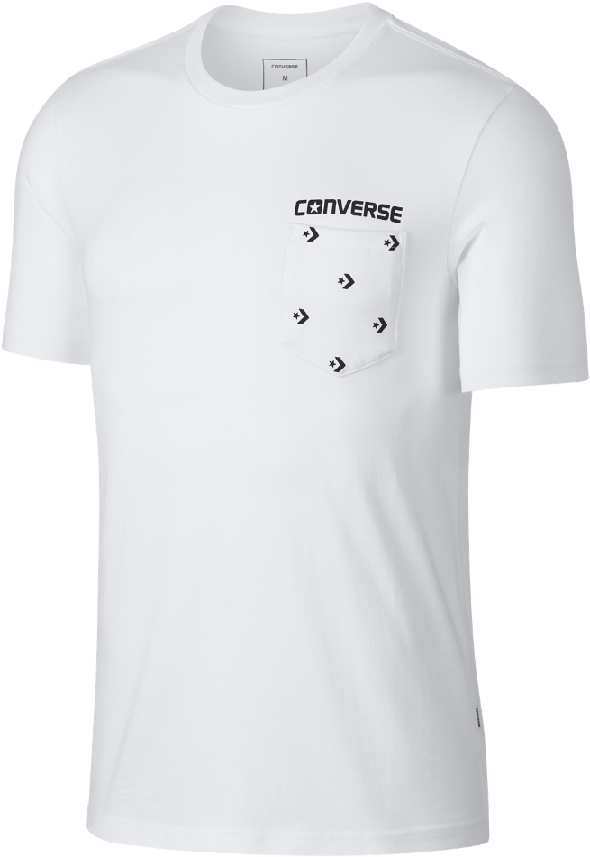 Converse Star Chevron Print Pocket Men's T-shirt Size - Dri Fit Shirt White (1000x1000), Png Download