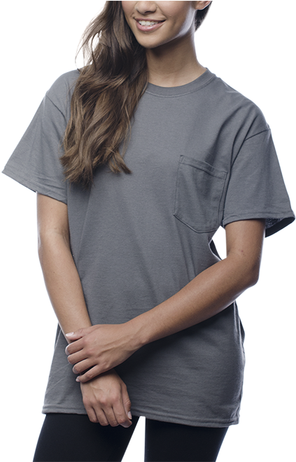 Short Sleeve Pocket T-shirt - Girl (600x659), Png Download