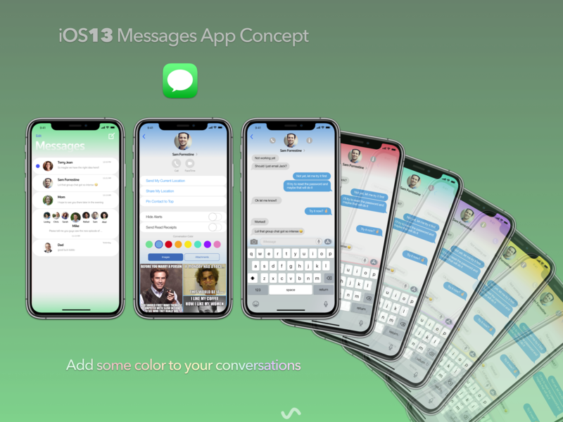 Ios13 Messages App Concept Imessage Color Operating - Iphone (800x600), Png Download