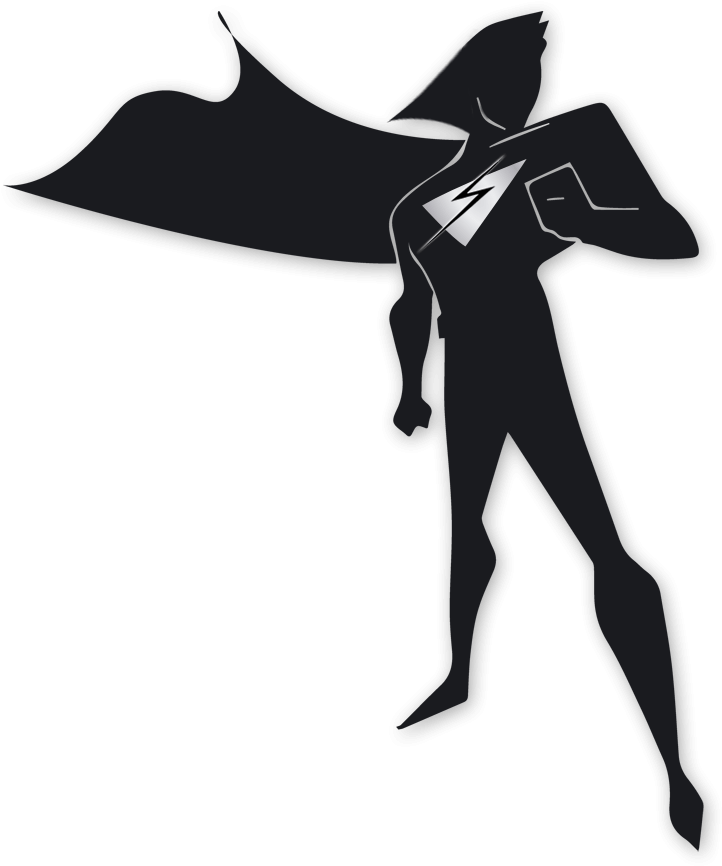 Superhero With Snelling Web Development Logo Standing - Web Development Silhouette (800x900), Png Download