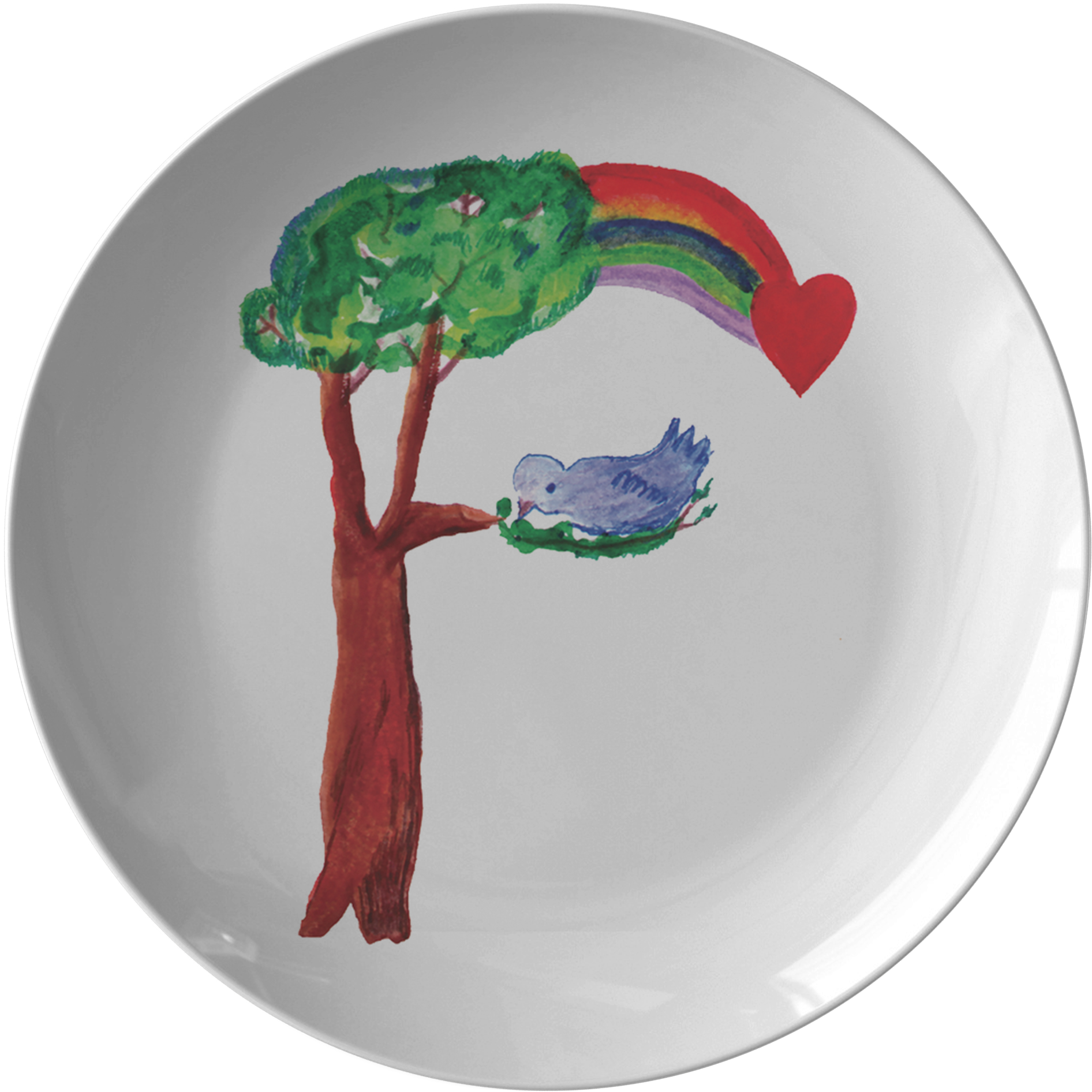 Bird In Tree Love Rainbow Dinnerware Plate - Plate (2000x2000), Png Download