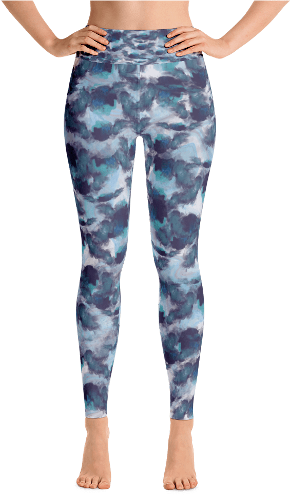 Watercolor Blues High Waist Leggings Front View - Baltimore Raben Yoga Leggings - Frauen Nfl Fan Gear (1000x1000), Png Download