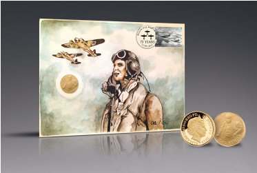Battle Of Britain Hand-painted Pnc With Churchill Gold - Quarter (500x250), Png Download
