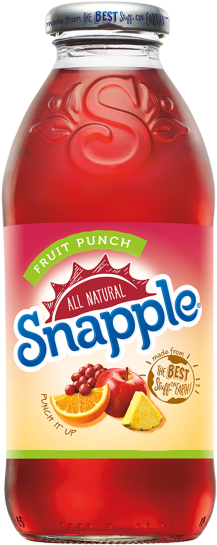Snapple Jugo Ponche De Frutas - Snapple Fruit Punch, 16 Fl Oz Glass Bottle (250x500), Png Download